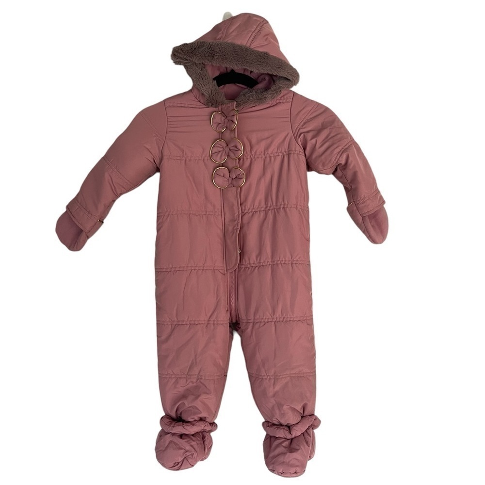 First Impressions Pink Snow suit bow details. Size 24M